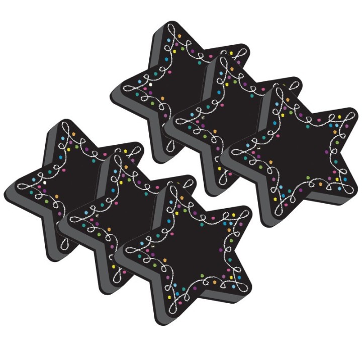 Ashley Productions® Magnetic Whiteboard Erasers, Star Chalk, Pack of 6
