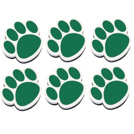 Ashley Productions® Magnetic Whiteboard Eraser, Green Paw, Pack of 6