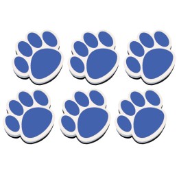 Ashley Productions® Magnetic Whiteboard Eraser, Blue Paw, Pack of 6