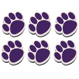 Ashley Productions® Magnetic Whiteboard Eraser, Purple Paw, Pack of 6