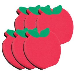 Ashley Productions® Magnetic Whiteboard Eraser, Apple, Pack of 6