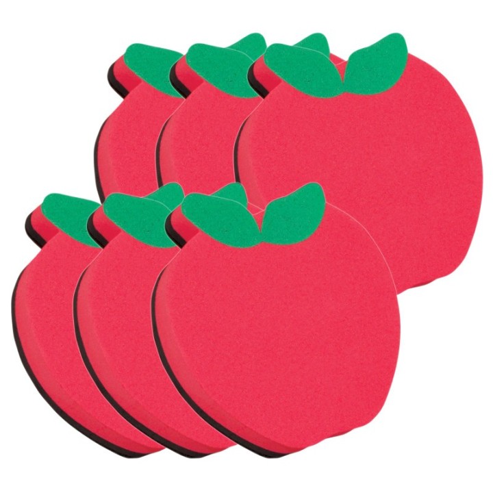 Ashley Productions® Magnetic Whiteboard Eraser, Apple, Pack of 6