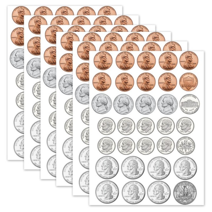 Ashley Productions® Math Die-Cut Magnets, U.S. Coins, 33 Per Pack, 6 Packs