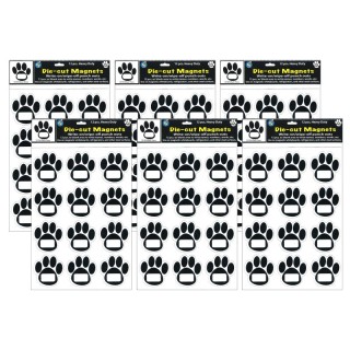 Ashley Productions® Die-Cut Magnetic Black Paw Prints, 12 Per Pack, 6 Packs