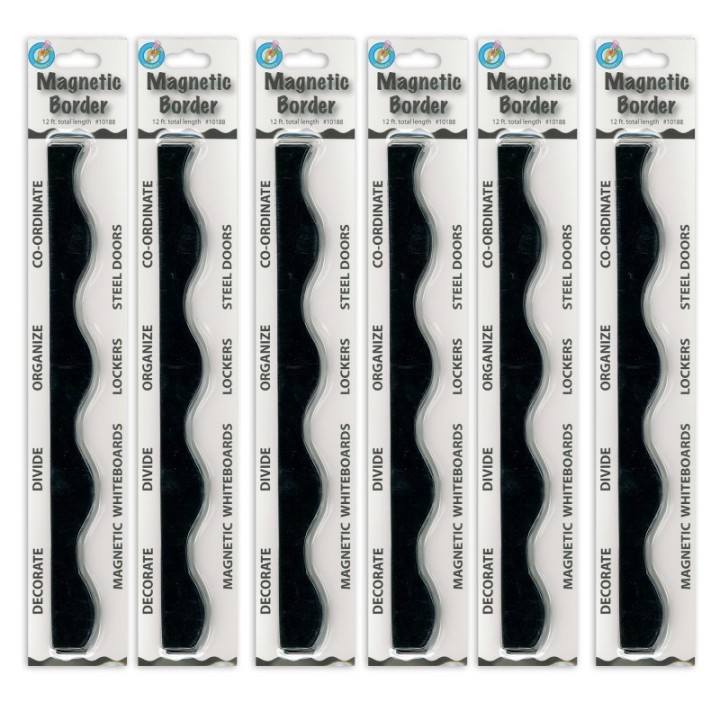 Ashley Productions® Magnetic Border, Black, 12 Feet Per Pack, 6 Packs