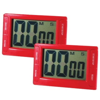 Ashley Productions® Big Red Digital Timer 3.75" x 2.5" with Magnetic Backing and Stand, Pack of 2