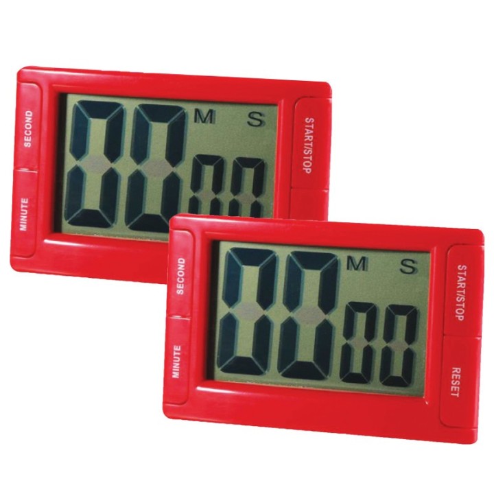 Ashley Productions® Big Red Digital Timer 3.75" x 2.5" with Magnetic Backing and Stand, Pack of 2