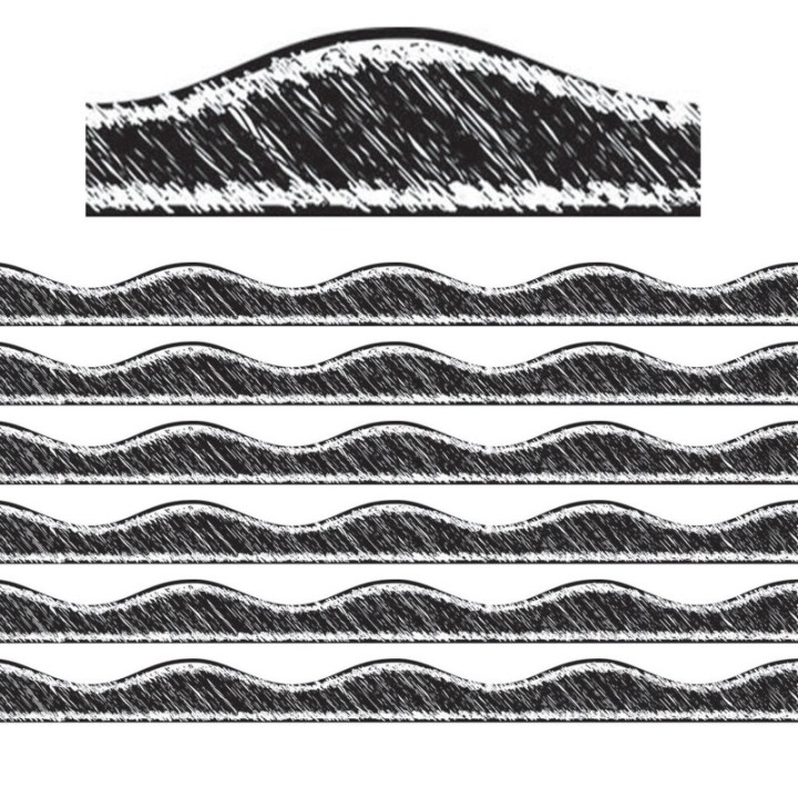Ashley Productions® Magnetic Border, Black Scribble Chalk, 12 Feet Per Pack, 6 Packs