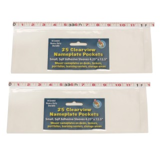 Ashley Productions® Clear View Self-Adhesive Small Name Plate Pocket, 4-1/4" x 12-1/2", 25 Per Pack, 2 Packs