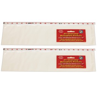 Ashley Productions® Clear View Self-Adhesive Large Name Plate Pocket 4-3/4" x 19", 25 Per Pack, 2 Packs