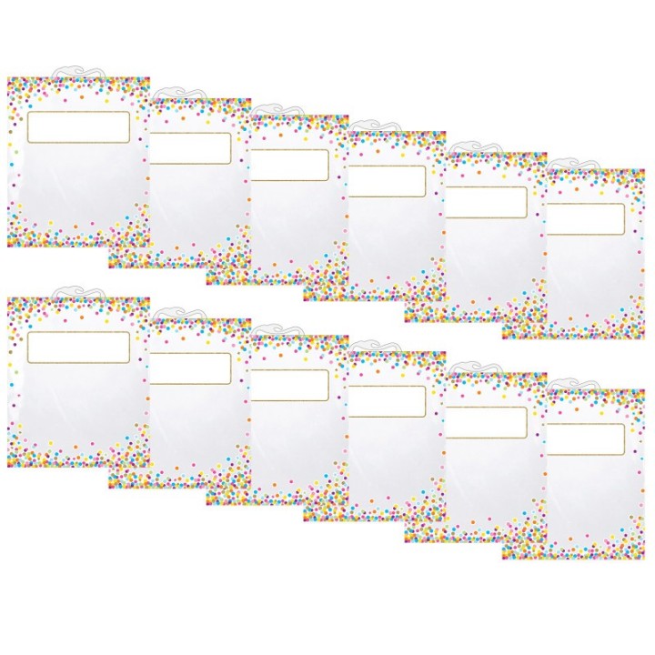 Ashley Productions® Hanging Confetti Pattern Storage/Book Bag, 10.5" x 12.5", 6 Per Pack, 2 Packs
