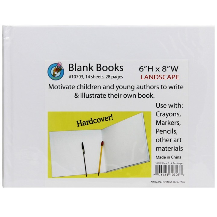 Ashley Productions® Hardcover Blank Book, 8" x 6" Landscape, White
