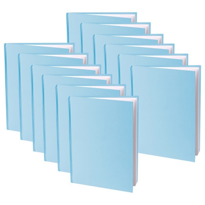 Young Authors Blue Hardcover Blank Book, White Pages, 8"H x 6"W Portrait, 14 Sheets/28 Pages, Pack of 12