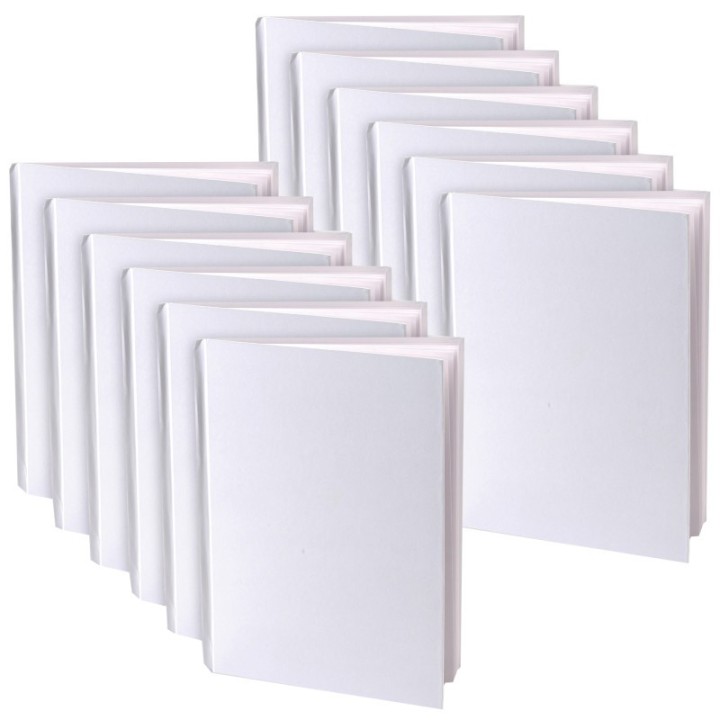 Young Authors Blank Hardcover Book, White Pages, 5" x 4" Portrait, 14 Sheets/28 Pages, Pack of 12