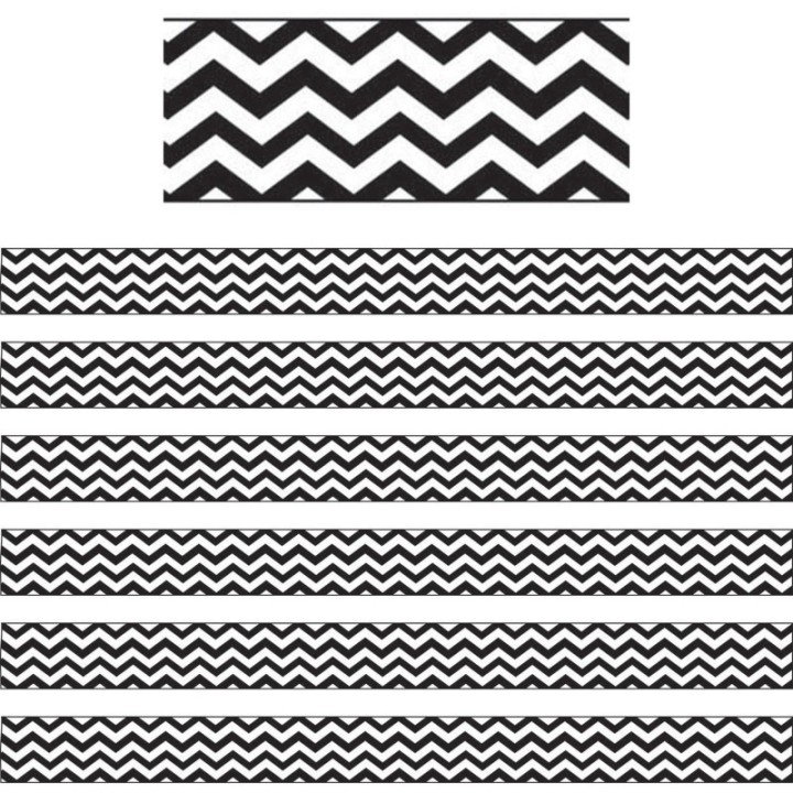 Ashley Productions® Magnetic Magi-Strips, Black Chevron, 12 Feet Per Pack, 6 Packs