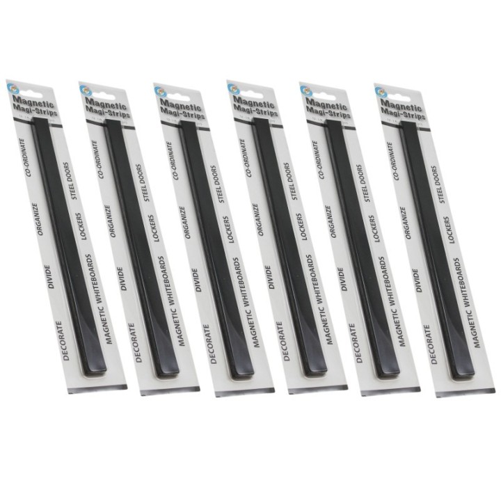 Ashley Productions® Magnetic Magi-Strips, Black, 12 Feet Per Pack, 6 Packs