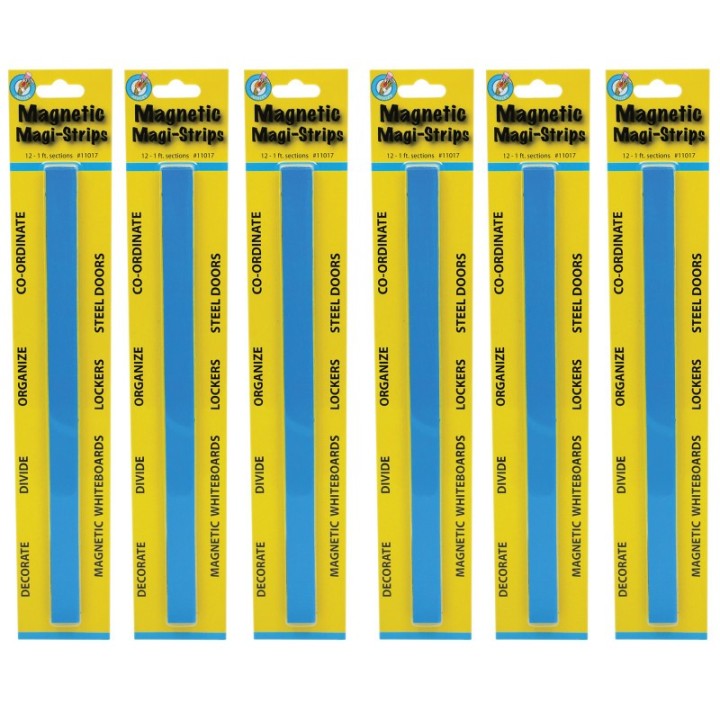 Ashley Productions® Magnetic Magi-Strips, Blue, 12 Feet Per Pack, 6 Packs