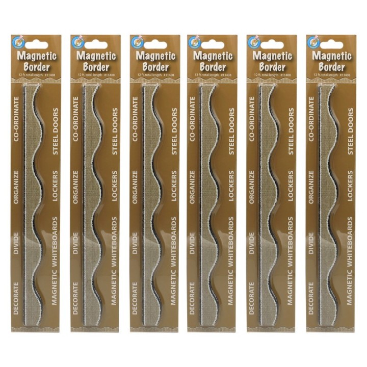 Ashley Productions® Magnetic Scallop Border Burlap Scribble, 12 Feet Per Pack, 6 Packs