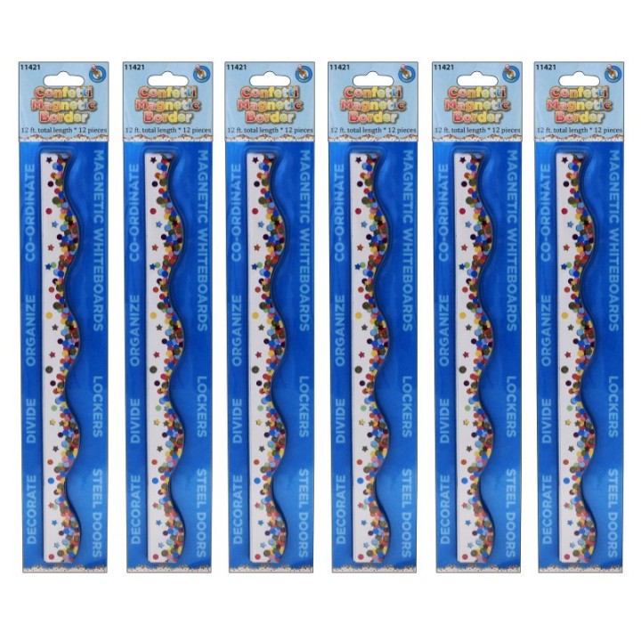 Ashley Productions® Magnetic Scallop Border, Confetti, 12 Feet Per Pack, 6 Packs
