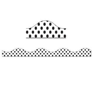 Ashley Productions® Magnetic Border, Large Black Polka Dots on White, 12'
