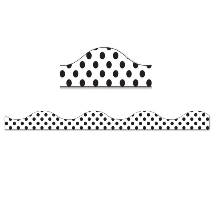 Ashley Productions® Magnetic Border, Large Black Polka Dots on White, 12'