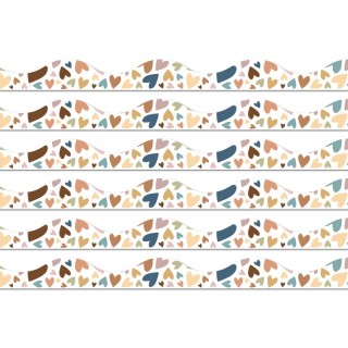 Ashley Productions® Magnetic Scallop Border, 12" x 1", Everyone Is Welcome Hearts, 12 Feet Per Pack, 6 Packs