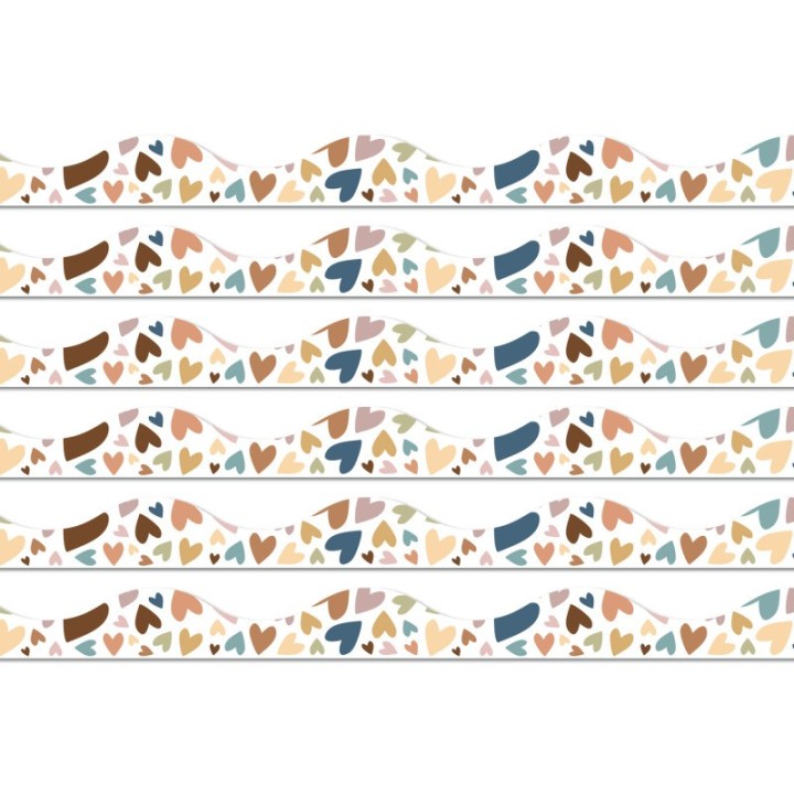 Ashley Productions® Magnetic Scallop Border, 12" x 1", Everyone Is Welcome Hearts, 12 Feet Per Pack, 6 Packs