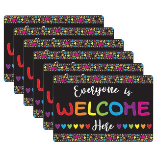 Smart Poly® Computer Mouse Pad, 8" x 10", Everyone is Welcome Here, Hearts, Pack of 6
