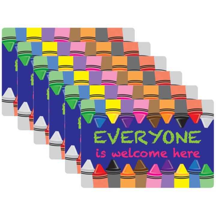 Smart Poly® Computer Mouse Pad, 8" x 10", Everyone is Welcome Here, Crayons, Pack of 6