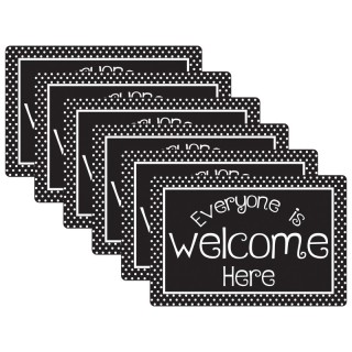 Smart Poly® Computer Mouse Pad, 8" x 10", Everyone is Welcome Here, BW Dots, Pack of 6