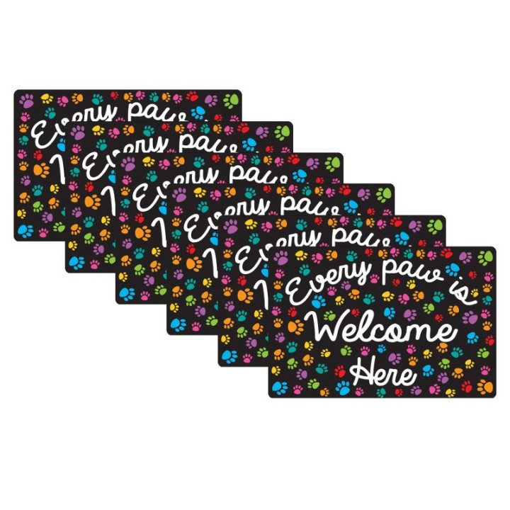 Smart Poly® Computer Mouse Pad, 8" x 10", Every Paw is Welcome Here, Pack of 6