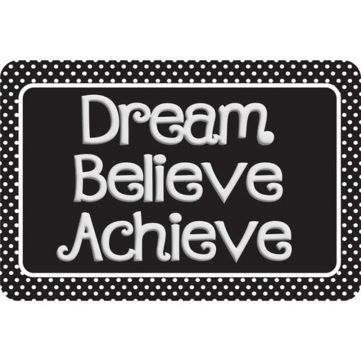 Ashley Productions® The Original Fun Mat® Computer Mouse Pad, 11.75x8 in, Dream, Believe, Achieve, Black with White Dots