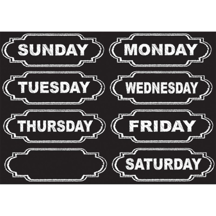 Ashley Productions® Die-Cut Magnets, Chalkboard Days of the Week, 8 Pieces