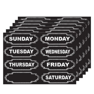 Ashley Productions® Die-Cut Chalkboard Days of the Week Magnets, 8 Per Pack, 6 Packs