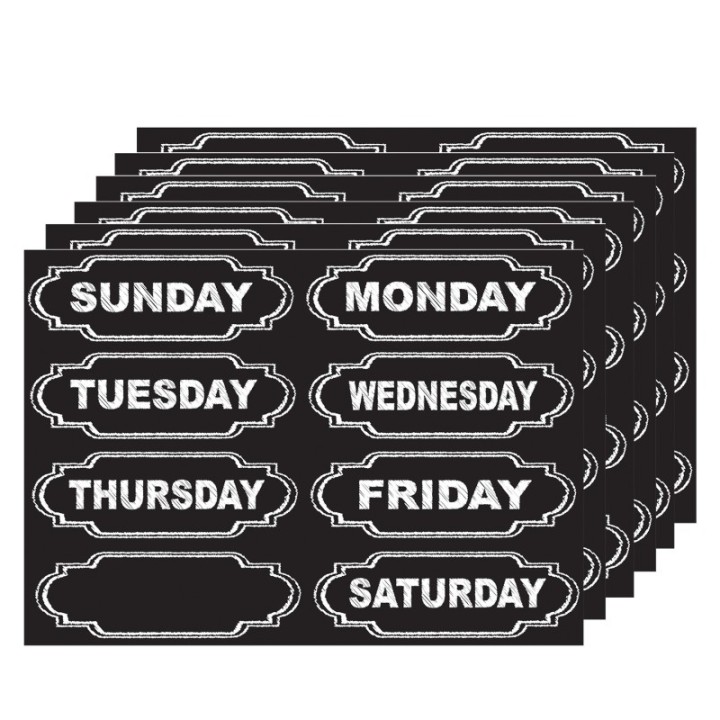 Ashley Productions® Die-Cut Chalkboard Days of the Week Magnets, 8 Per Pack, 6 Packs