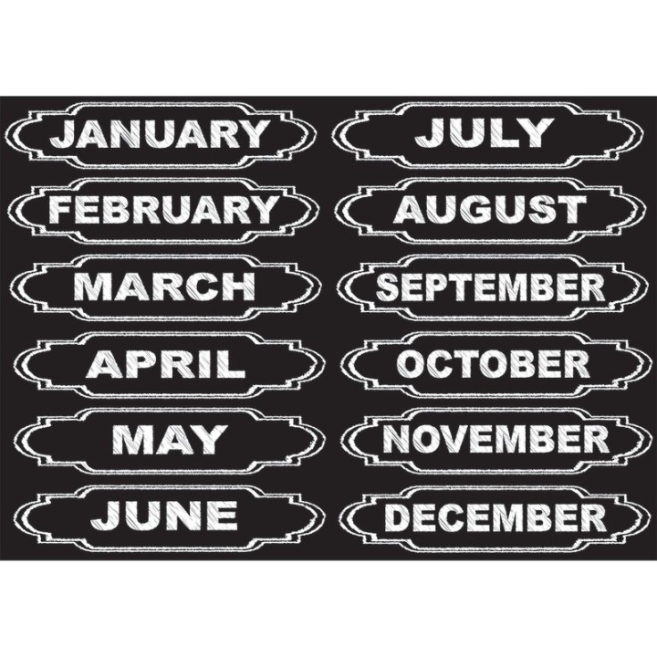 Ashley Productions® Die-Cut Magnets, Chalkboard Calendar Months, 12 Pieces