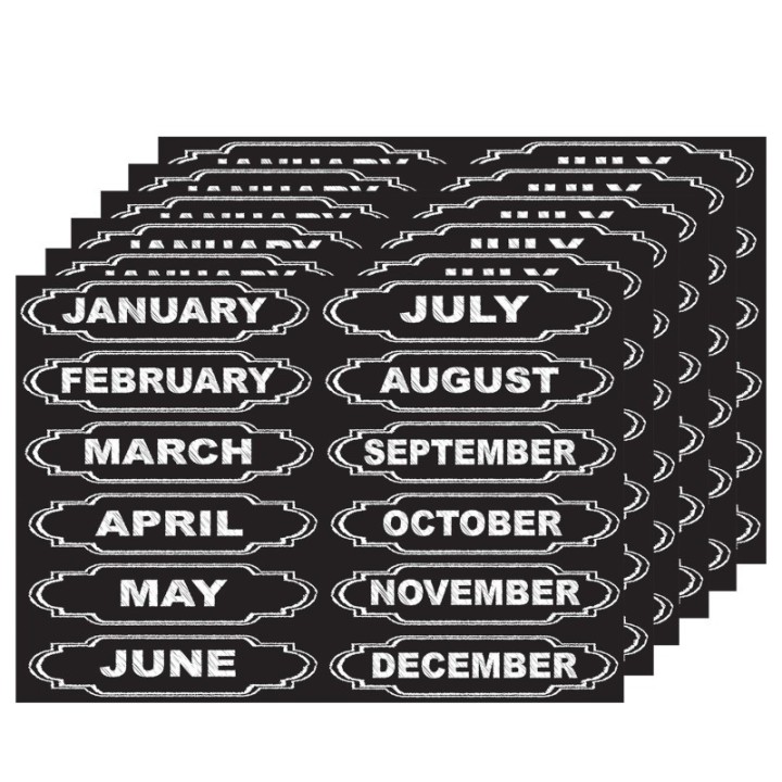 Ashley Productions® Die-Cut Magnets, Chalkboard Calendar Months, 12 Per Pack, 6 Packs