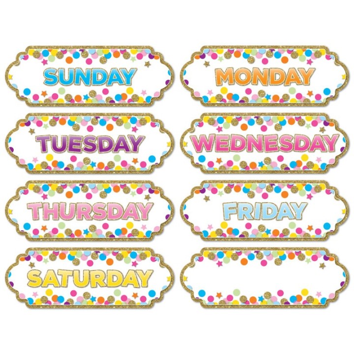 Ashley Productions® Magnetic Die-Cut Timesavers & Labels, Confetti Days of the Week