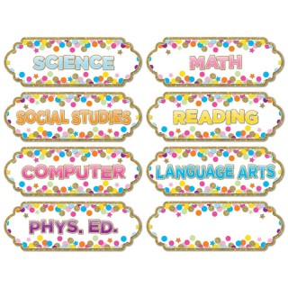 Ashley Productions® Magnetic Die-Cut Timesavers & Labels, Confetti Classroom Subjects