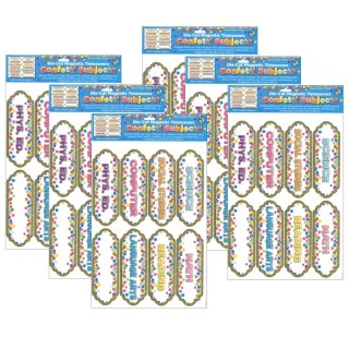 Ashley Productions® Magnetic Die-Cut Timesavers & Labels, Confetti Classroom Subjects, 8 Per Pack, 6 Packs