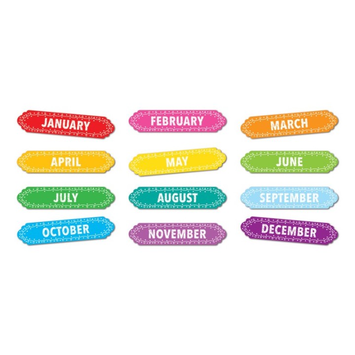 Ashley Productions® Magnetic Die-Cut Timesavers & Labels, Months of the Year, Chalk Loops, 12 Pieces