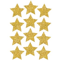 Ashley Productions® Die-Cut Magnets, 3" Gold Sparkle Stars, 12 Per Pack, 6 Packs
