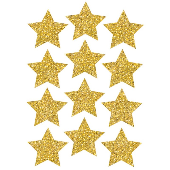 Ashley Productions® Die-Cut Magnets, 3" Gold Sparkle Stars, 12 Per Pack, 6 Packs