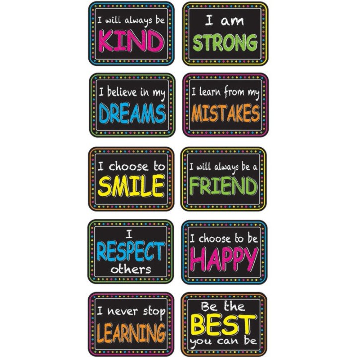 Ashley Productions® Non-Magnetic Mini Whiteboard Erasers, Character Building, Pack of 10