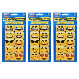 Ashley Productions® Non-Magnetic Mini Whiteboard Erasers, Emotions Icons, 10 Per Pack, 3 Packs
