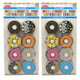 Ashley Productions® Non-Magnetic Mini Whiteboard Erasers, DonutFetti®, 8 Per Pack, 2 Packs