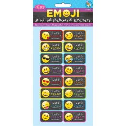 Ashley Productions® Non-Magnetic Mini Whiteboard Erasers, Emotions Icons, Pack of 16