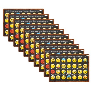 Ashley Productions® Smart Poly™ Chart, 13" x 19", Emotions Icon How Are You Feeling, Pack of 10