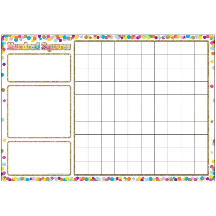 Ashley Productions® Smart Poly™ Chart, 13" x 19", Confetti Hundred Squares