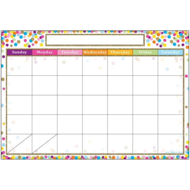 Ashley Productions® Smart Poly™ Chart, 13" x 19", Confetti Calendar